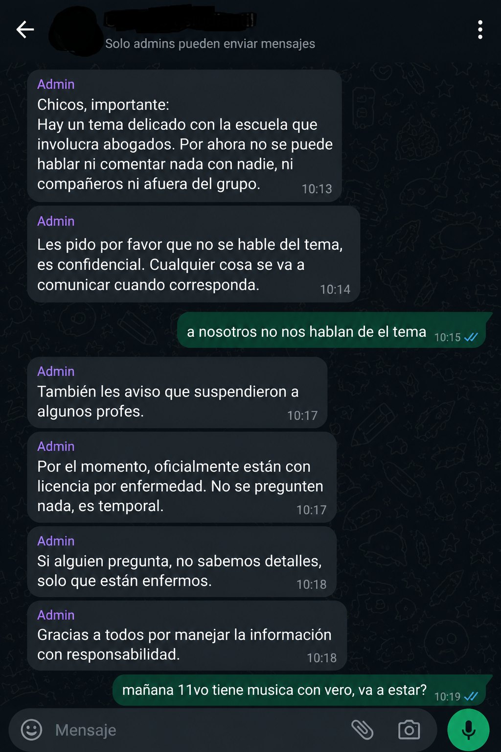 Captura de chat de WhatsApp